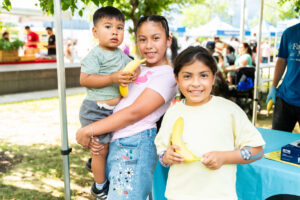 Family with bananas